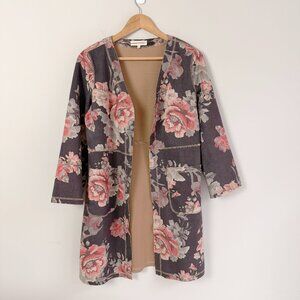 2/$30 Solitaire Floral Black Open Front Jacket Small